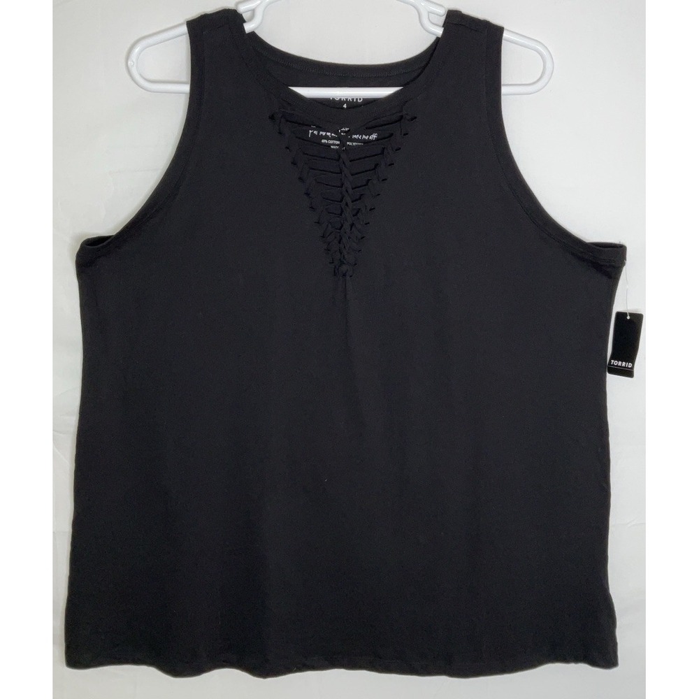 NWT Women's Torrid Sleeveless Tank Top Braided V-Neck - Black - Size 4X